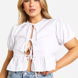 White tie up blouse